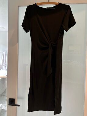 Black Midi Dress with Side Knot